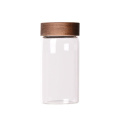 unbreakable wooden lid glass nuts storage jar for cookies air tight glass storage food jars